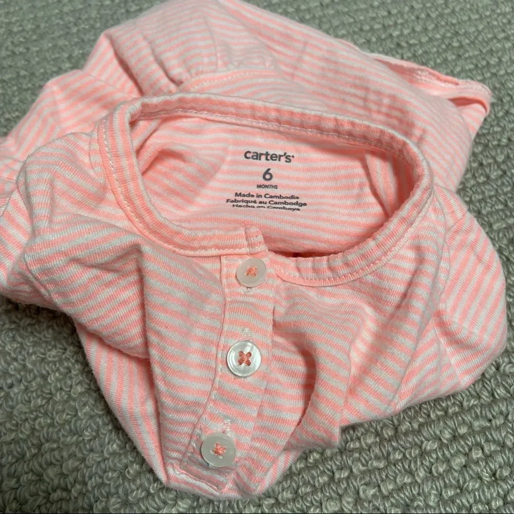 OshKosh and Carter’s Baby Girl Patterned Summer Shirt Set - 3 shirts 3-6 months